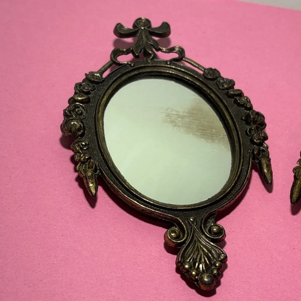 Vintage Ornate Style Bronze Wall Mirrors - Pair